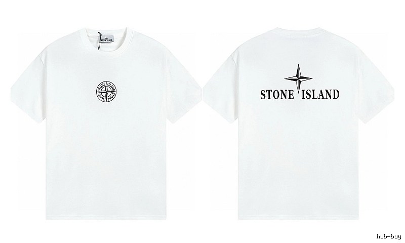 Stone Island Printed Street Style White Short Sleeve T-shirt