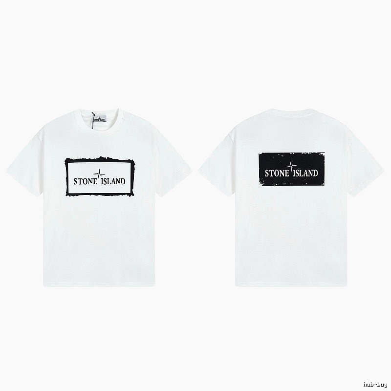 Stone Island Printed Street Style White Short Sleeve T-Shirt