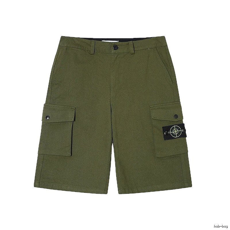 Stone Island Techwear Style Army Green Cargo Shorts
