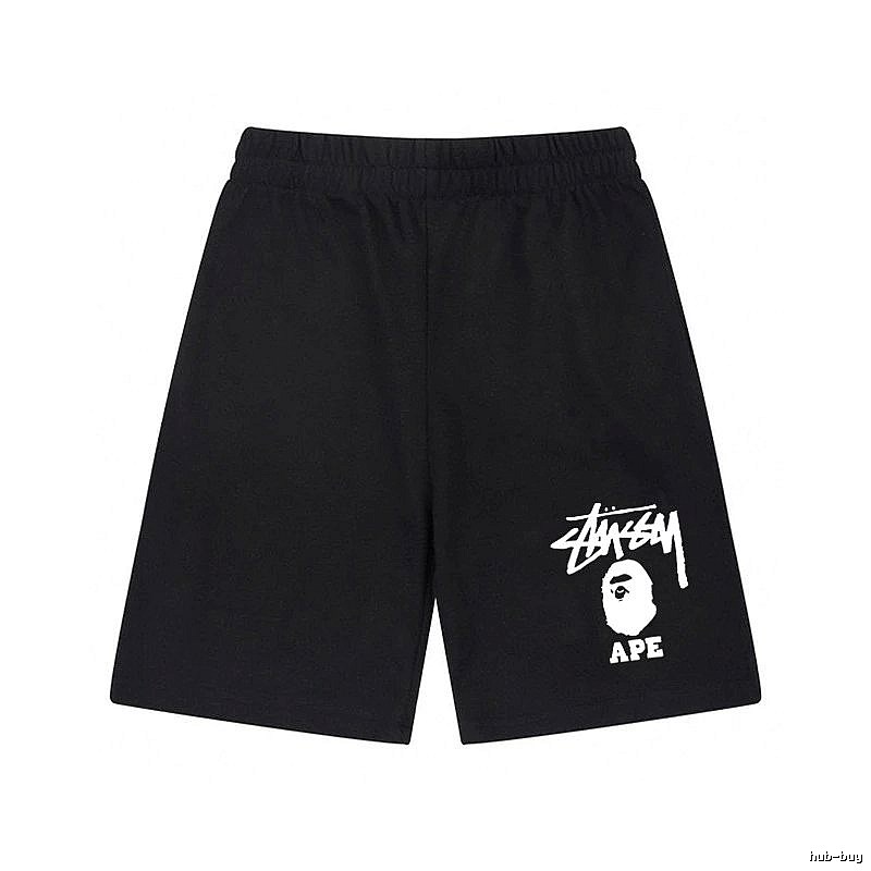 St眉ssy ape head style black shorts