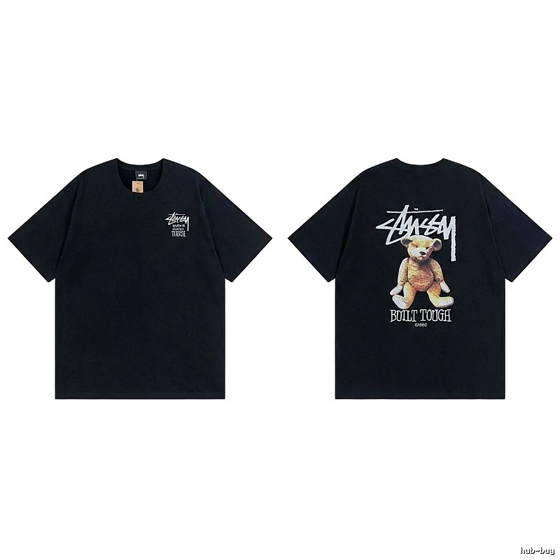 Stussy Bear Trendy Cool Style Black T-shirt
