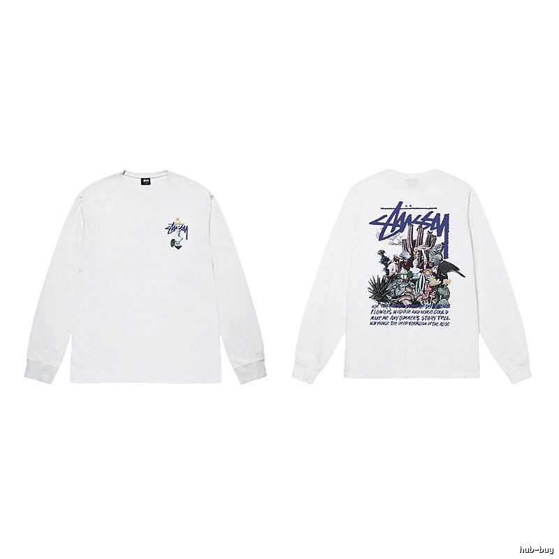 Stussy printed trendy white long-sleeve