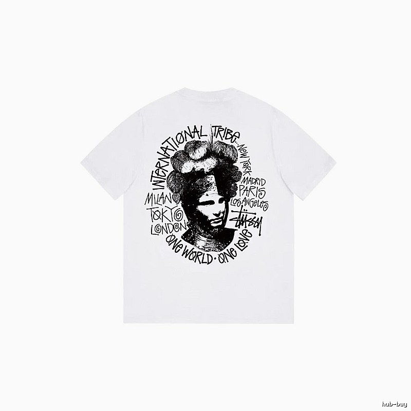 Stussy Summer Graphic T-shirt Black White Stussy with Bold Graphic