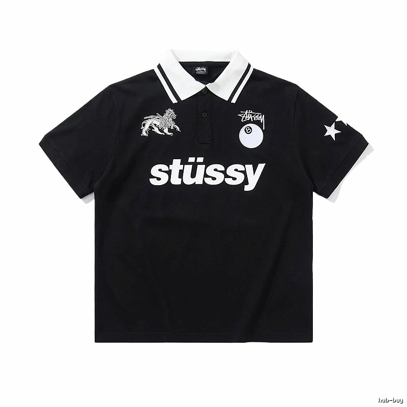 Stussy Trendy Style Black Polo Shirt
