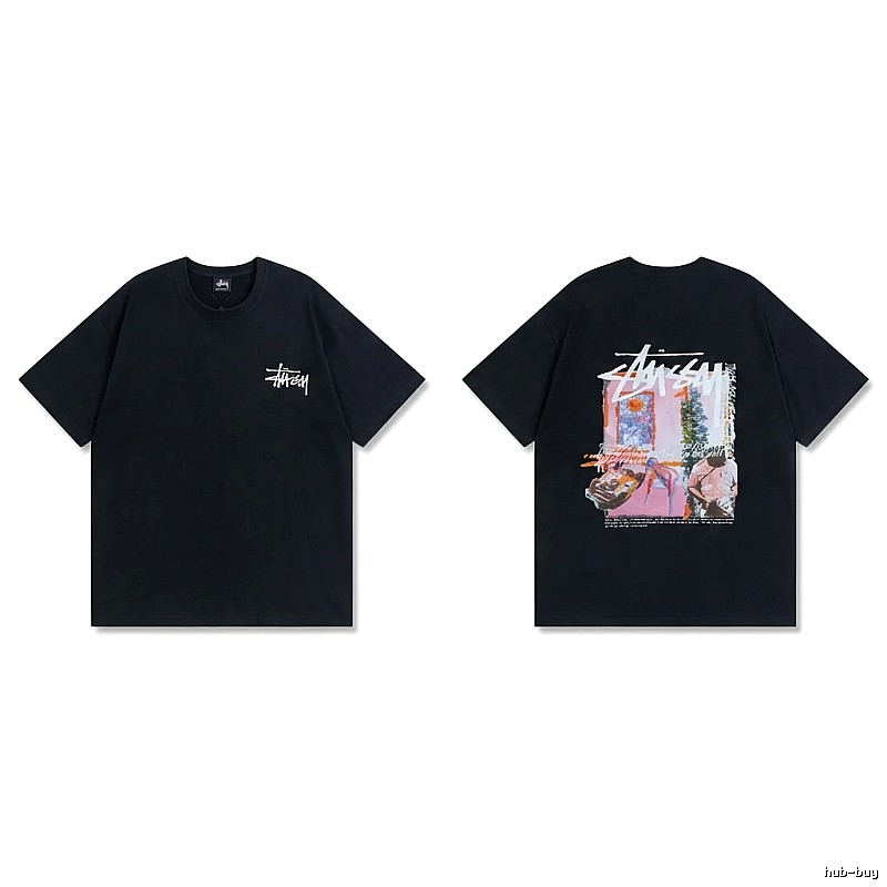 Stussy trendy style black T-shirt