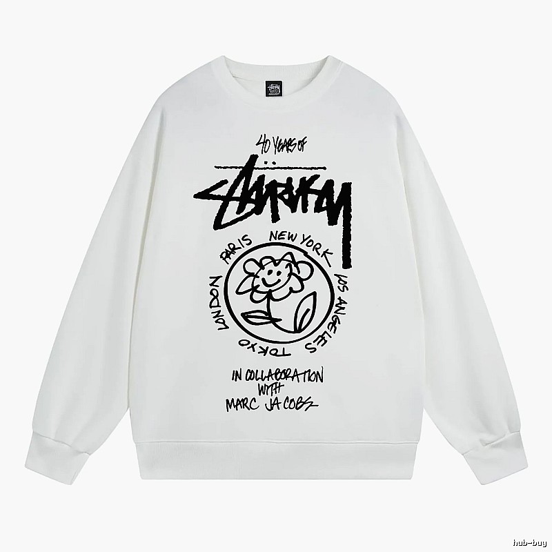 Stussy White Style 539 Graphic SweatShirt Airport Outfit