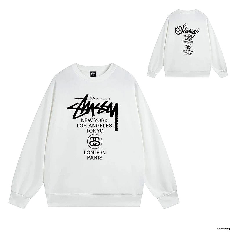 Stussy White Style 541 Graphic SweatShirt Coffee Run