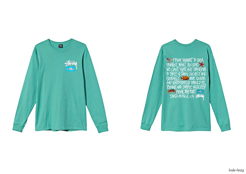 Stussy's eco-friendly mint green long-sleeved shirt