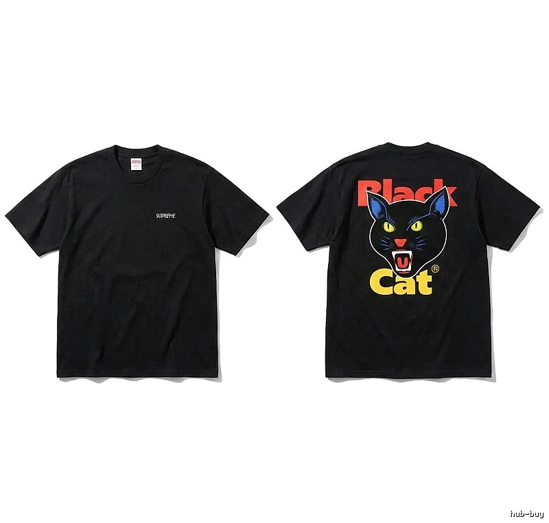 Supreme Black Cat Trendy and Cool Style Short-sleeve Shirt