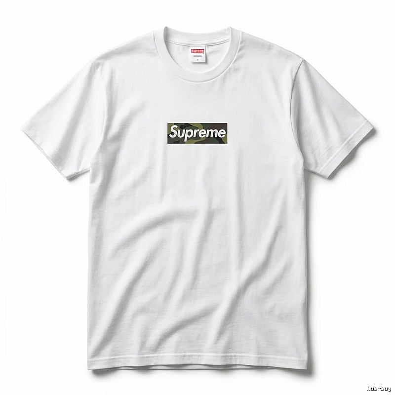 Supreme camouflage-style white T-shirt