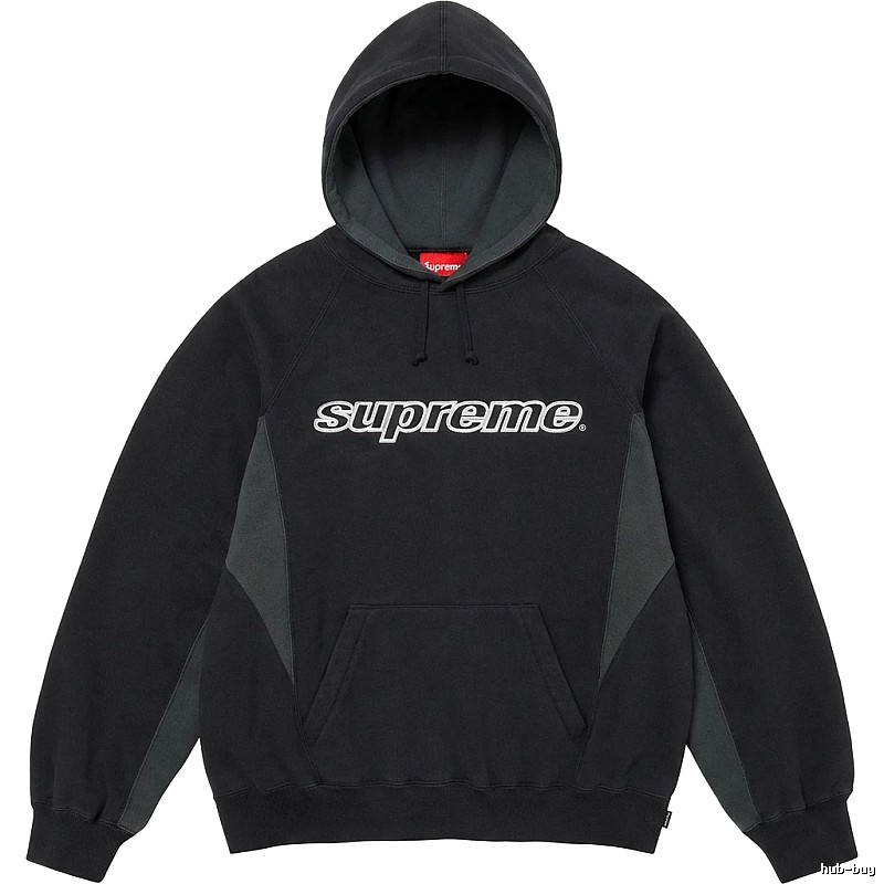Supreme patchwork-style black hoodie