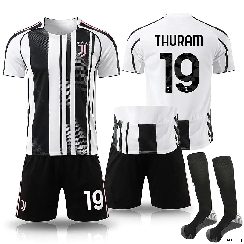 The black and white striped football jersey of Juventus.