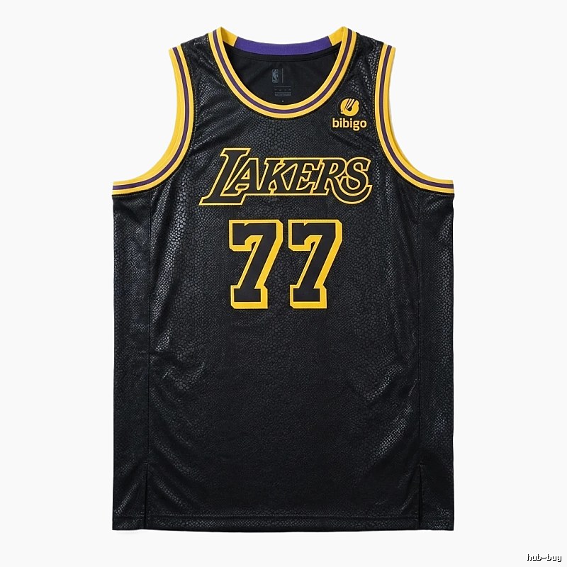 The No. 77 black jersey of the Los Angeles Lakers.