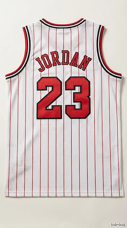 The retro white and red jersey of the Michael Jordan