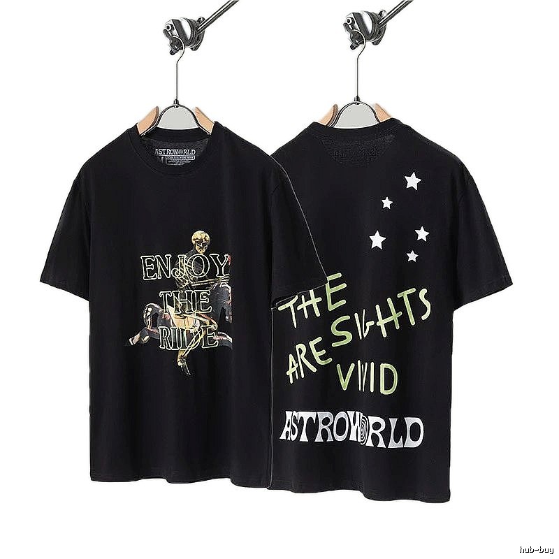 Travis Scott Astroworld Hip-hop Style Black T-shirt