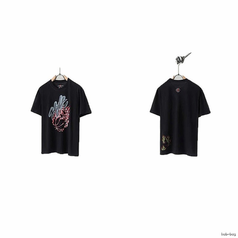Travis Scott x Air Jordan Graffiti-style Black Short-sleeve T-shirt