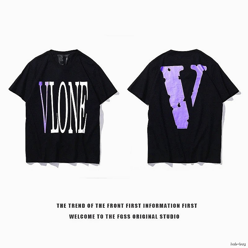 Vlone Relaxed Logo T-shirt Black Purple Vlone with Designer-Inspired Detail