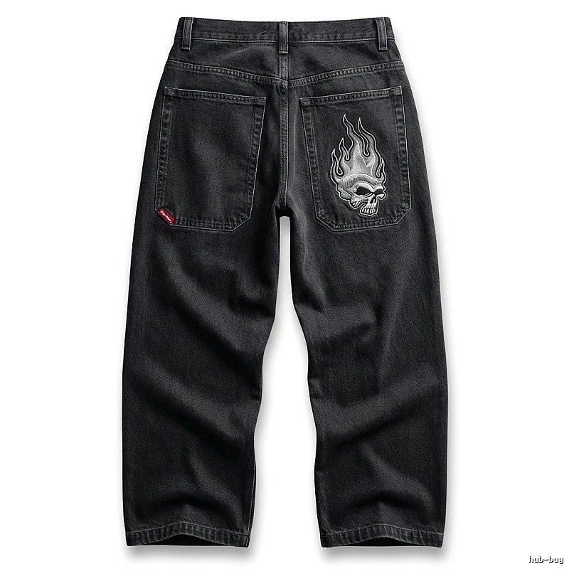 Y2K Fear of God Flame Black Denim Shorts